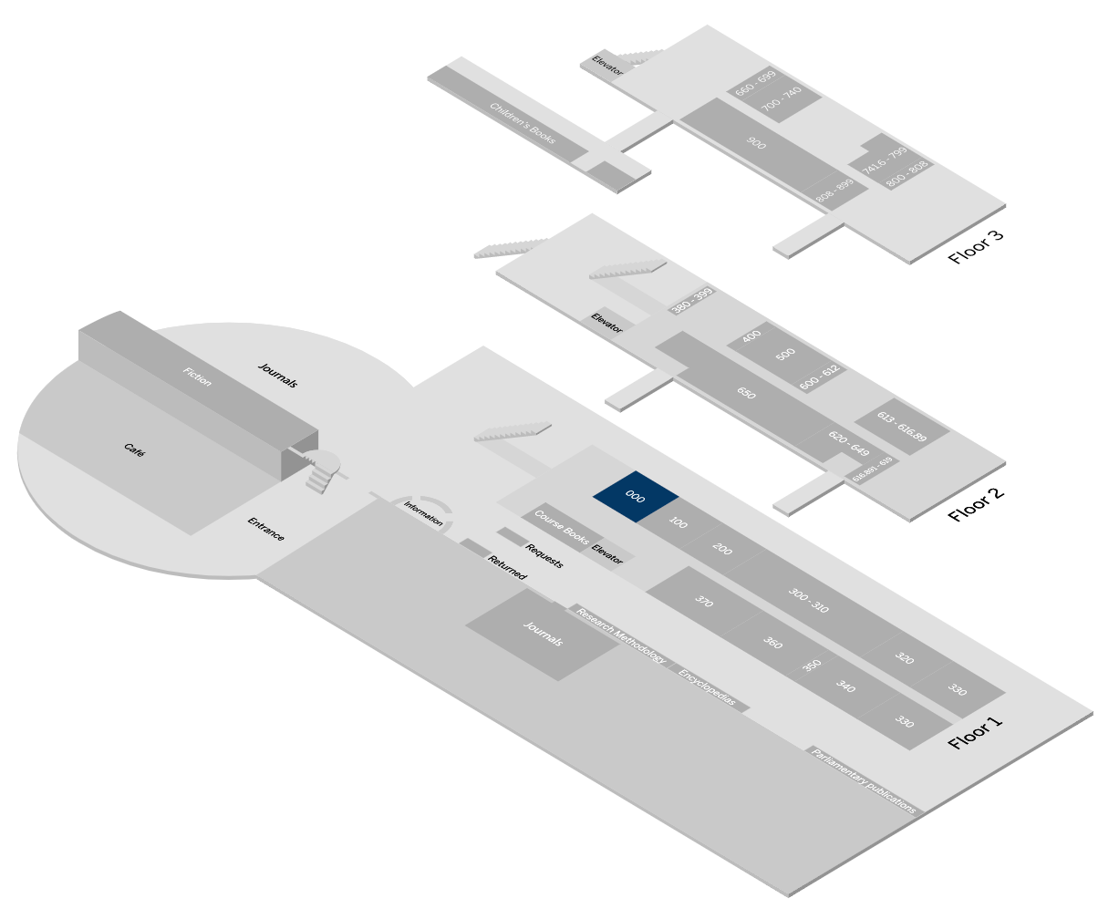 Map of the library showcasing how the highlight feature is displayed.